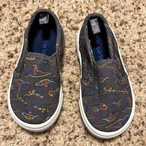 Carters dinosaur slip-on sneakers, size 6.